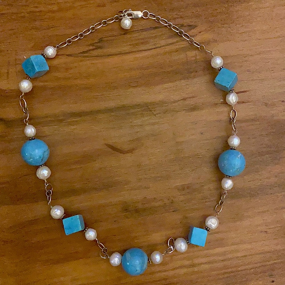 Turquoise and Pearl Necklace